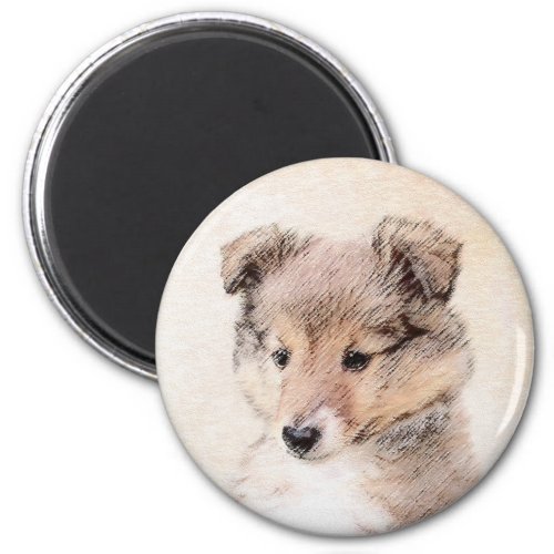 Shetland Sheepdog Puppy Painting Original Dog Art Magnet