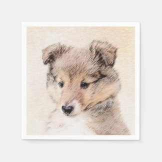 Shetland Sheepdog Puppy Painting Original Dog Art Napkins