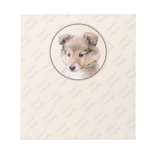 Shetland Sheepdog Puppy Painting Original Dog Art Notepad