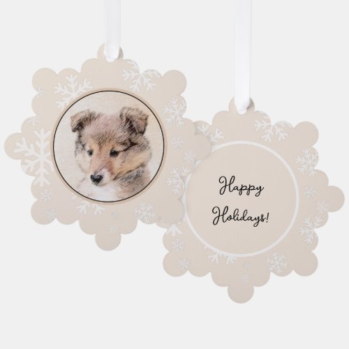 Shetland Sheepdog Puppy Painting Original Dog Art Ornament Card