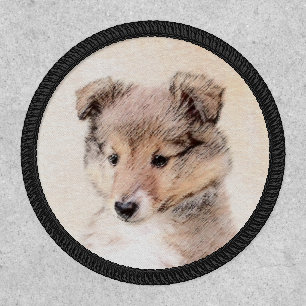 Shetland Sheepdog Puppy Painting Original Dog Art Patch