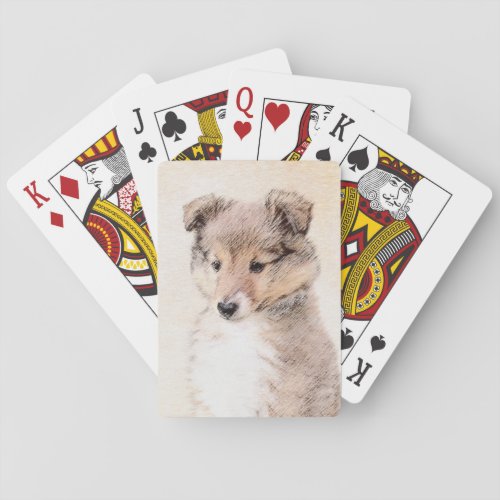 Shetland Sheepdog Puppy Painting Original Dog Art Playing Cards