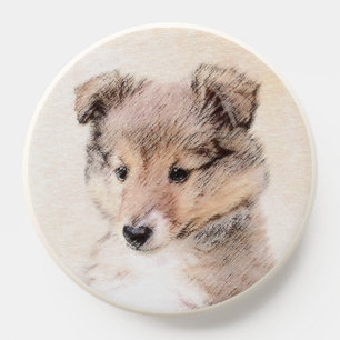 Shetland Sheepdog Puppy Painting Original Dog Art PopSocket