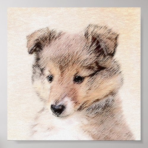 Shetland Sheepdog Puppy Painting Original Dog Art Poster