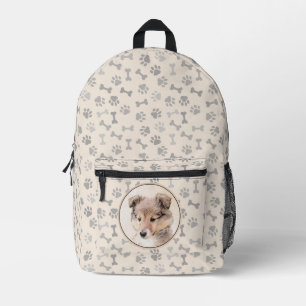 Shetland Sheepdog Puppy Painting Original Dog Art Printed Backpack