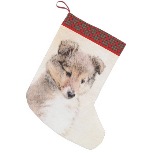 Shetland Sheepdog Puppy Painting Original Dog Art Small Christmas Stocking