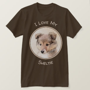 Shetland Sheepdog Puppy Painting Original Dog Art T-Shirt