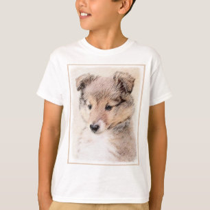 Shetland Sheepdog Puppy Painting Original Dog Art T-Shirt