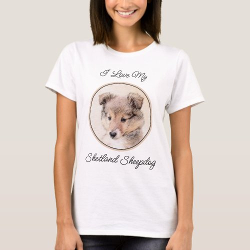 Shetland Sheepdog Puppy Painting Original Dog Art T_Shirt