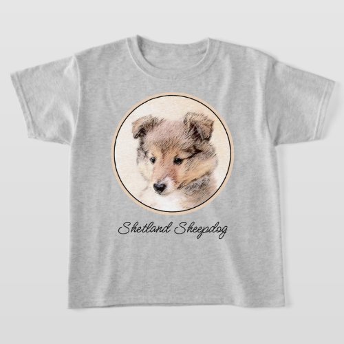 Shetland Sheepdog Puppy Painting Original Dog Art T_Shirt