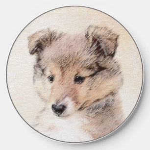 Shetland Sheepdog Puppy Painting Original Dog Art Wireless Charger