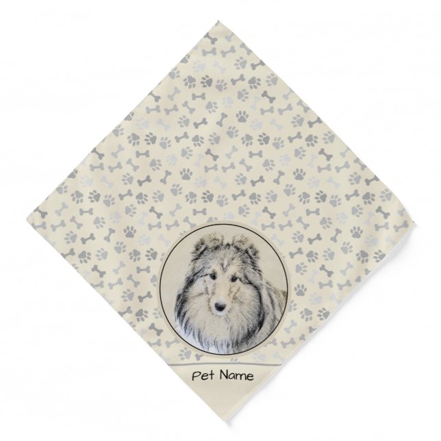 Shetland Sheepdog Puppy Painting Sheltie Dog Art Bandana (Front)