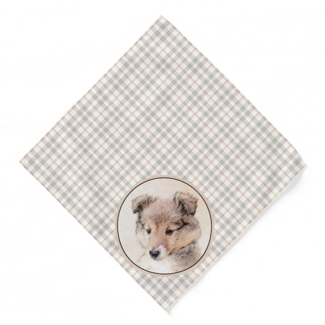 Shetland Sheepdog Puppy Painting Sheltie Dog Art Bandana (Front)