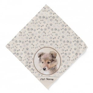Shetland Sheepdog Puppy Painting Sheltie Dog Art Bandana