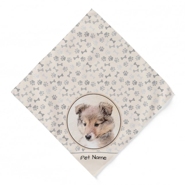 Shetland Sheepdog Puppy Painting Sheltie Dog Art Bandana (Front)