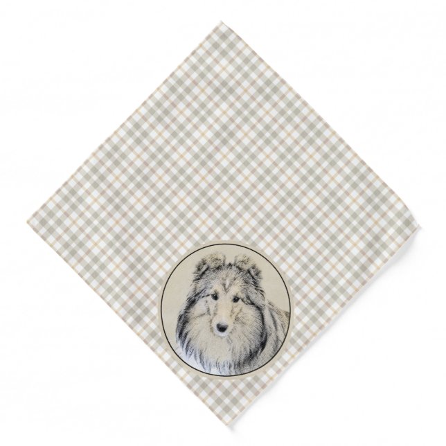 Shetland Sheepdog Puppy Painting Sheltie Dog Art Bandana (Front)
