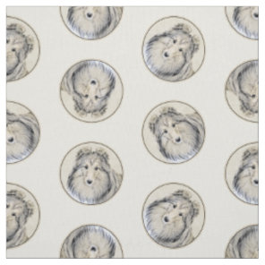 Shetland Sheepdog Puppy Painting Sheltie Dog Art Fabric