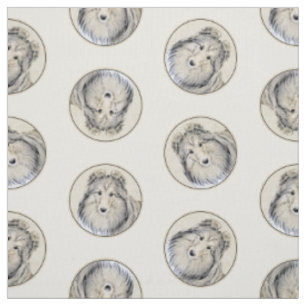 Shetland Sheepdog Puppy Painting Sheltie Dog Art Fabric