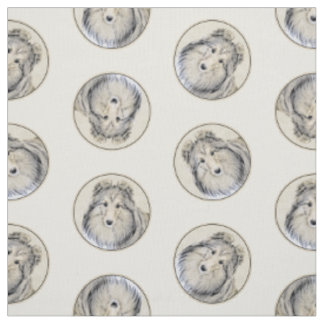 Shetland Sheepdog Puppy Painting Sheltie Dog Art Fabric