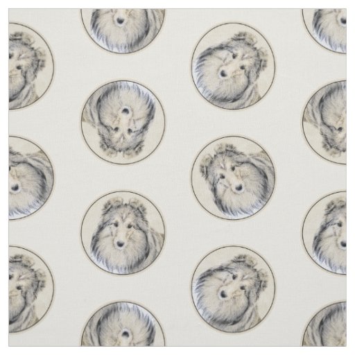 Shetland Sheepdog Puppy Painting Sheltie Dog Art Fabric