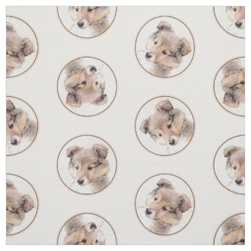 Shetland Sheepdog Puppy Painting Sheltie Dog Art Fabric