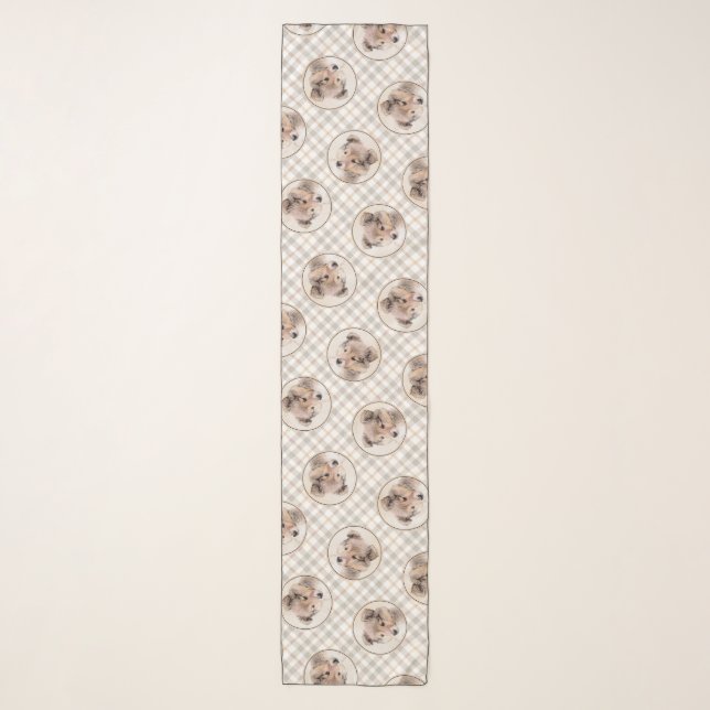 Shetland Sheepdog Puppy Painting Sheltie Dog Art Scarf (Front)