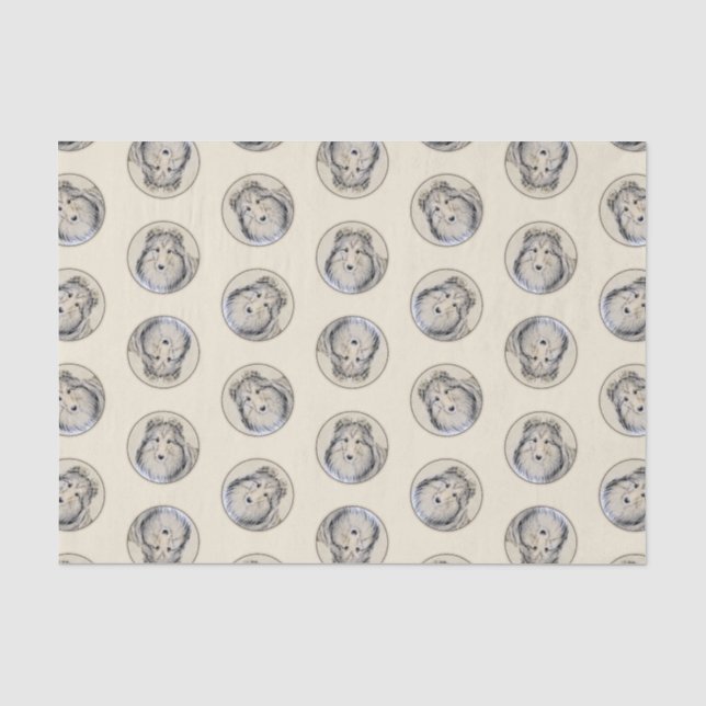 Shetland Sheepdog Puppy Painting Sheltie Dog Art Tissue Paper (Front)