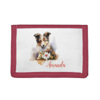 Shetland Sheepdog Puppy Pet Watercolor Flower