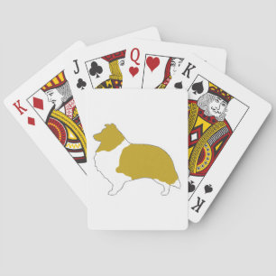 Shetland Sheepdog Sable and White Silhouette Poker Cards