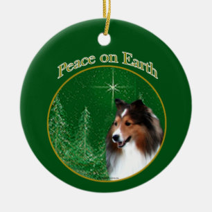 Shetland Sheepdog (sable) Peace Ceramic Ornament