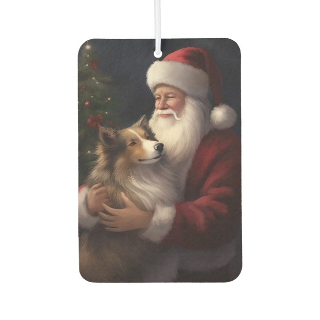 Shetland Sheepdog Santa Claus Festive Christmas Air Freshener (Front)