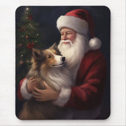 Shetland Sheepdog Santa Claus Festive Christmas Mouse Pad