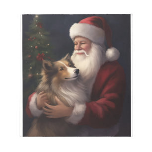 Shetland Sheepdog Santa Claus Festive Christmas Notepad