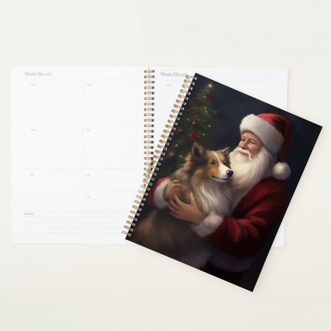 Shetland Sheepdog Santa Claus Festive Christmas Planner (Display)