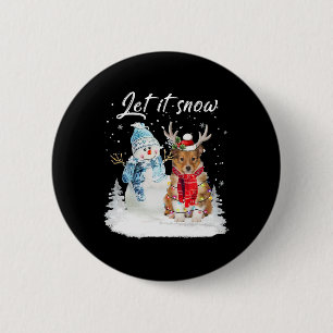 Shetland Sheepdog Santa Dog Christmas Snowman Xmas Button