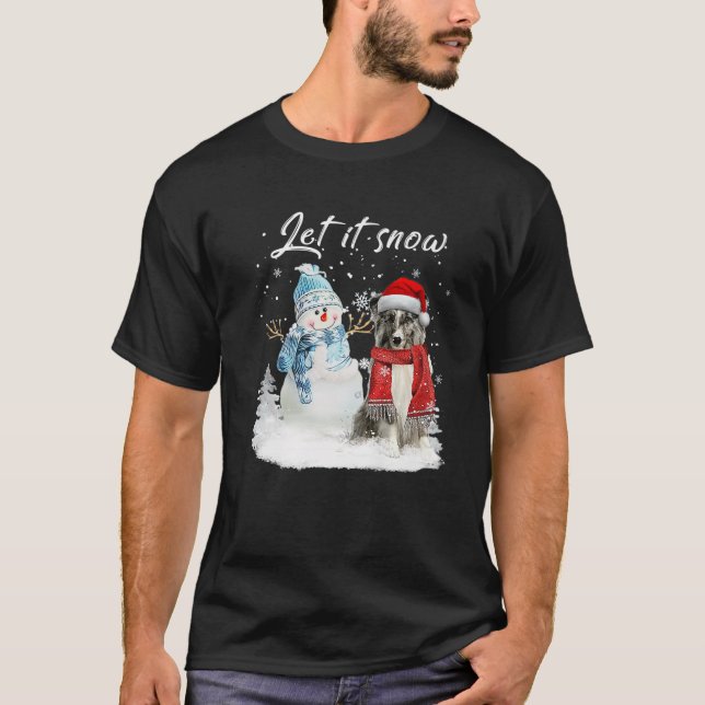 Shetland Sheepdog Santa Dog Christmas Snowman Xmas T-Shirt (Front)