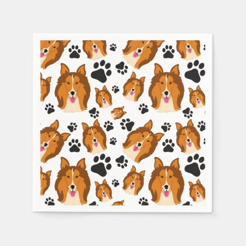 Shetland Sheepdog Scotland Sheltie Dog Puppy Paws Napkins