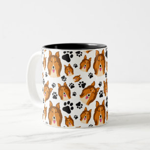 Shetland Sheepdog Scotland Sheltie Dog Puppy Paws Two-Tone Coffee Mug