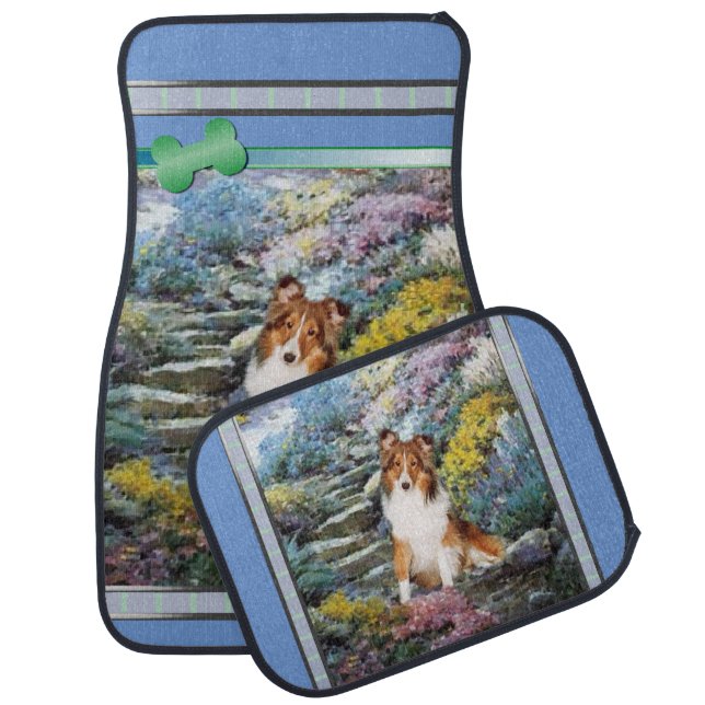 Shetland Sheepdog Sheltie Art Car Mat (Set)