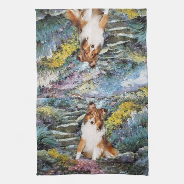 Shetland Sheepdog Sheltie Art Gifts Towel (Vertical)
