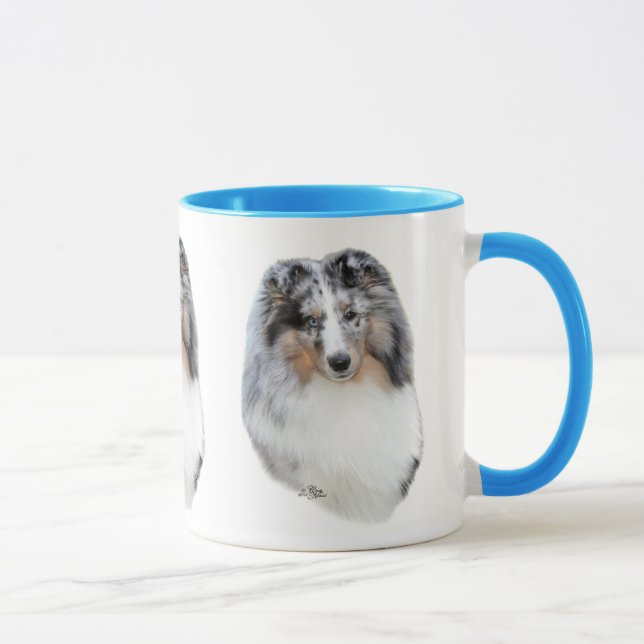 Shetland Sheepdog (Sheltie) blue merle head mug (Right)