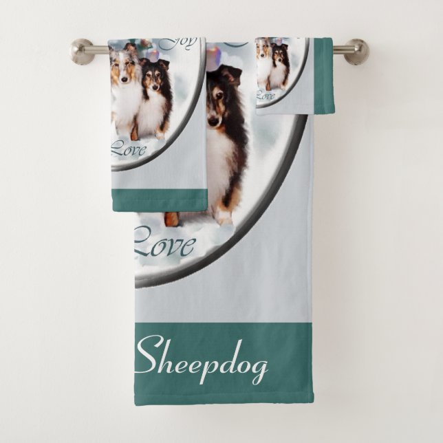 Shetland Sheepdog Sheltie Christmas Bath Towel Set (Insitu)