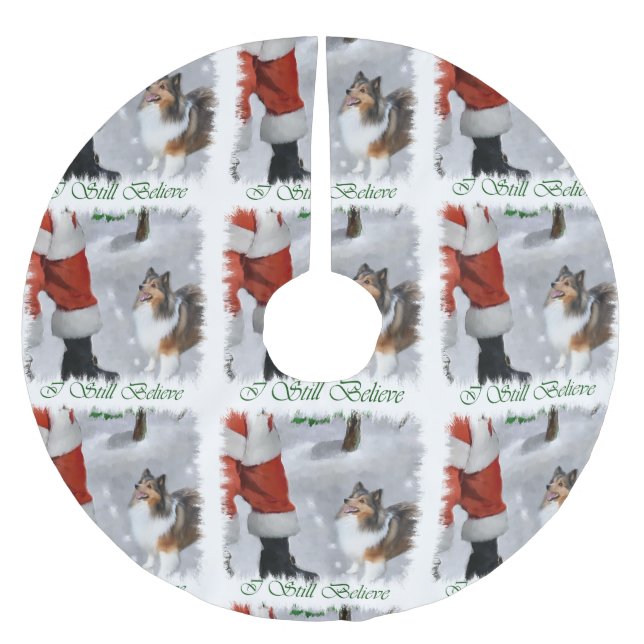 Shetland Sheepdog Sheltie Christmas Brushed Polyester Tree Skirt (Front)