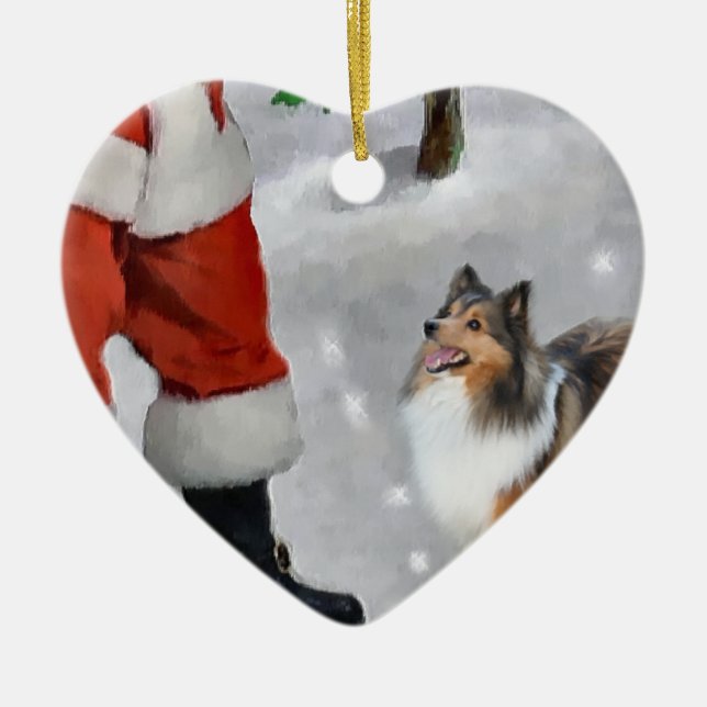 Shetland Sheepdog Sheltie Christmas Gifts Ceramic Ornament (Front)