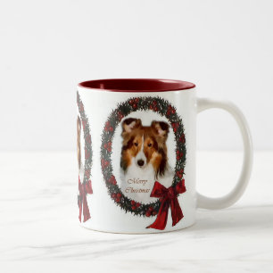 Shetland Sheepdog Sheltie Christmas Gifts Two-Tone Coffee Mug