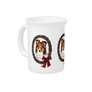 Shetland Sheepdog Sheltie Christmas Pitcher