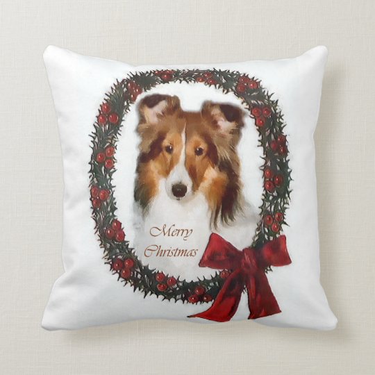 sheltie christmas pillow