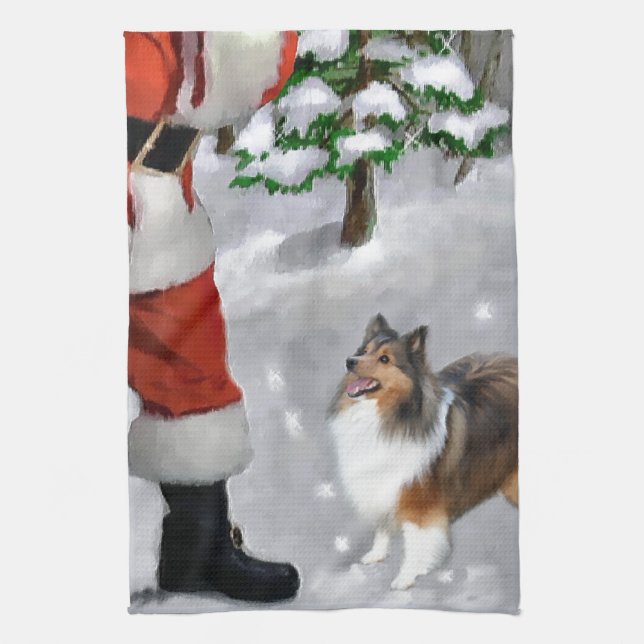 Shetland Sheepdog Sheltie Christmas Towel (Vertical)