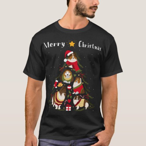 Shetland Sheepdog Sheltie Christmas Tree Xmas Dog  T_Shirt