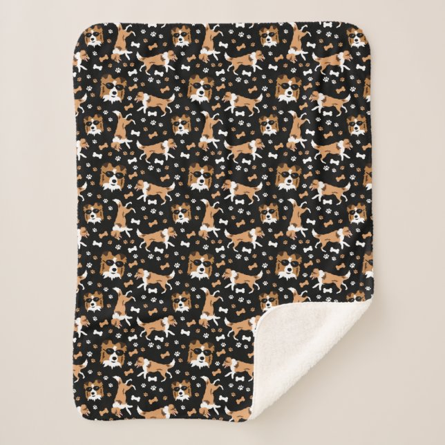 Shetland Sheepdog Sheltie Dog Pattern Sherpa Blank Sherpa Blanket (Front)